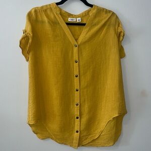 Mustard Yellow linen-like summer blouse